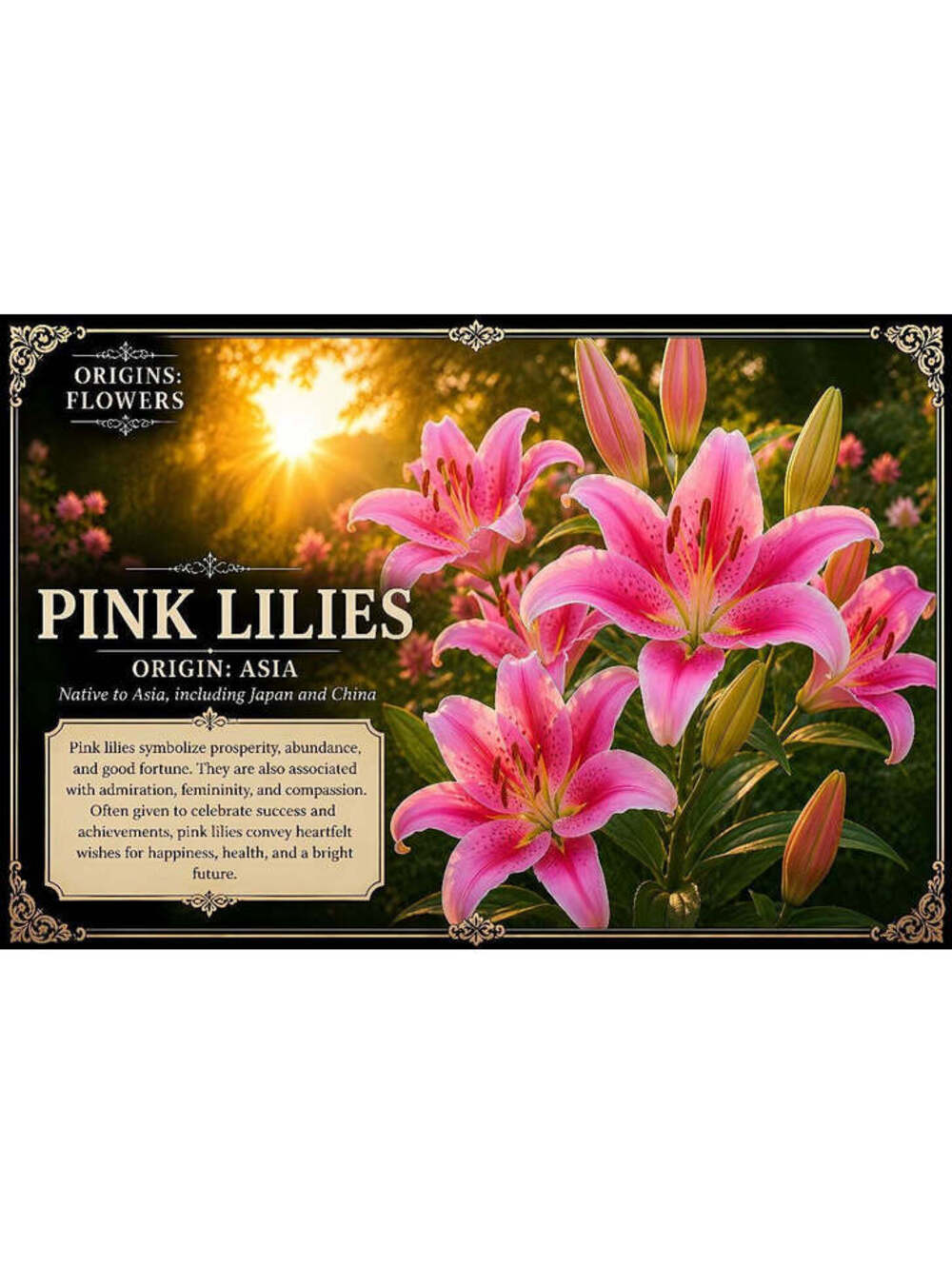 4644 Pink Lilies Floral Definitions 8x10 Glossy Print